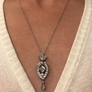 18 inch Crystal pendant and silver necklace